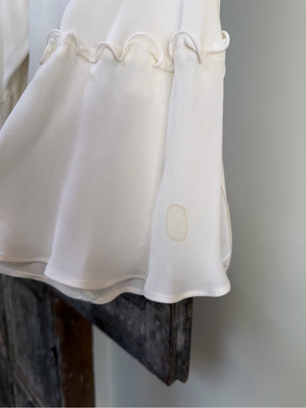 Ivory Ruffle-Tier Bell Sleeve Blouse - Picture 3 of 5